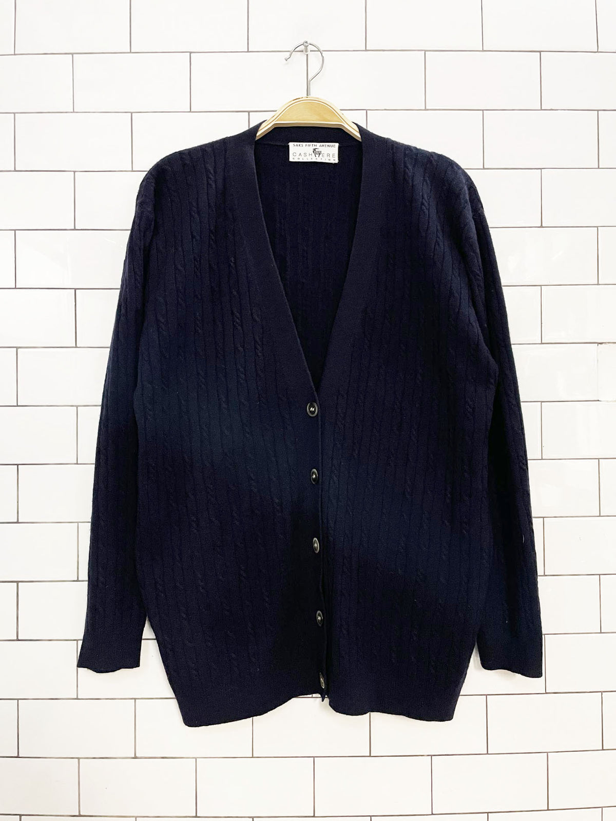 vintage 80s saks fifth avenue cashmere cable knit cardigan