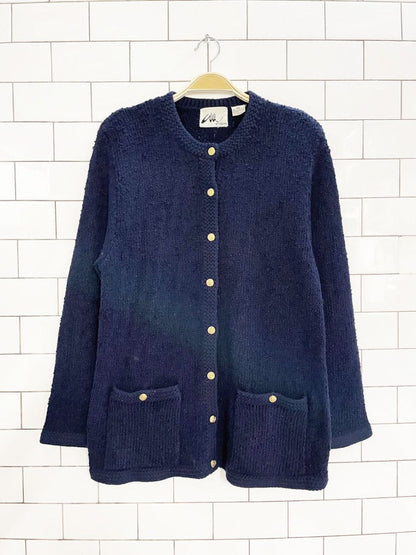 vintage 60s willi of california boucle knit pocket cardigan - good market thrift store