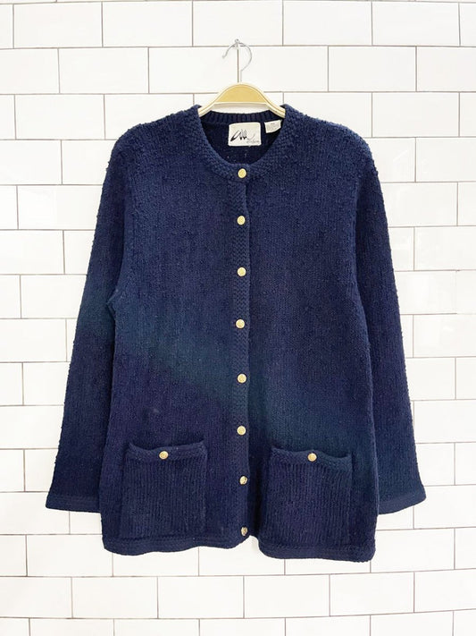 vintage 60s willi of california boucle knit pocket cardigan - good market thrift store