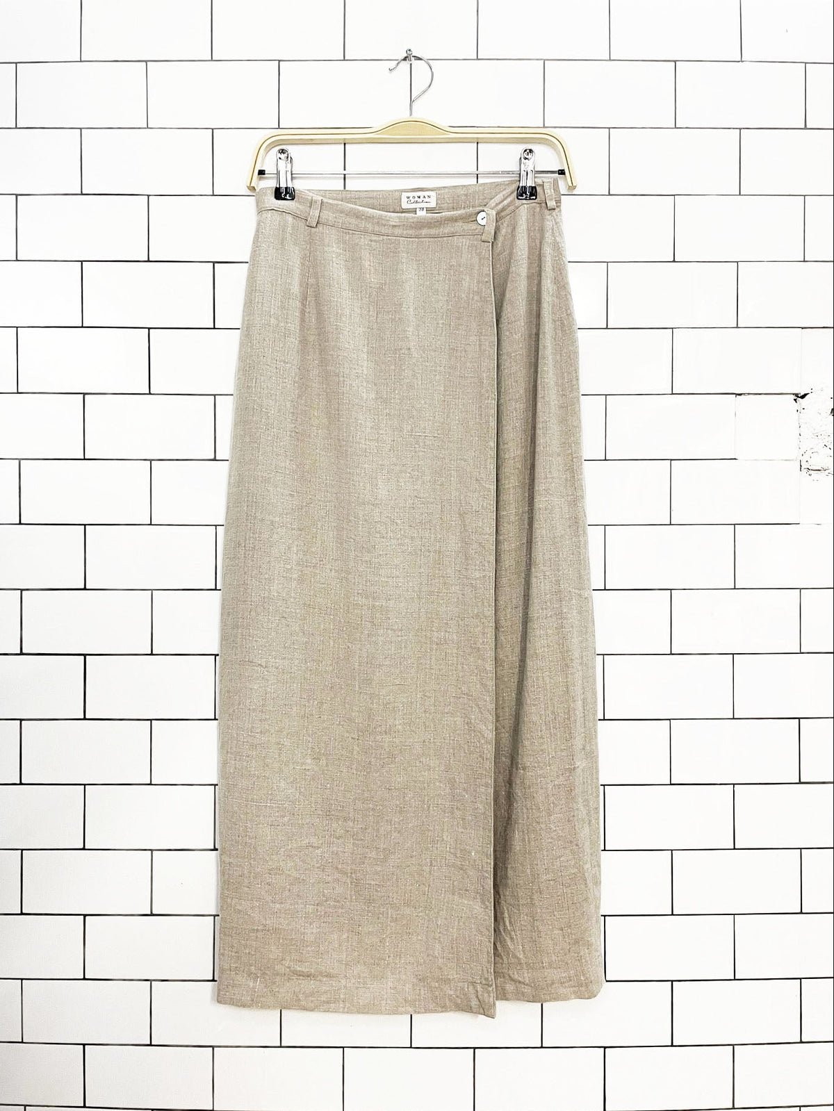 vintage woman collection 100% linen wrap maxi skirt