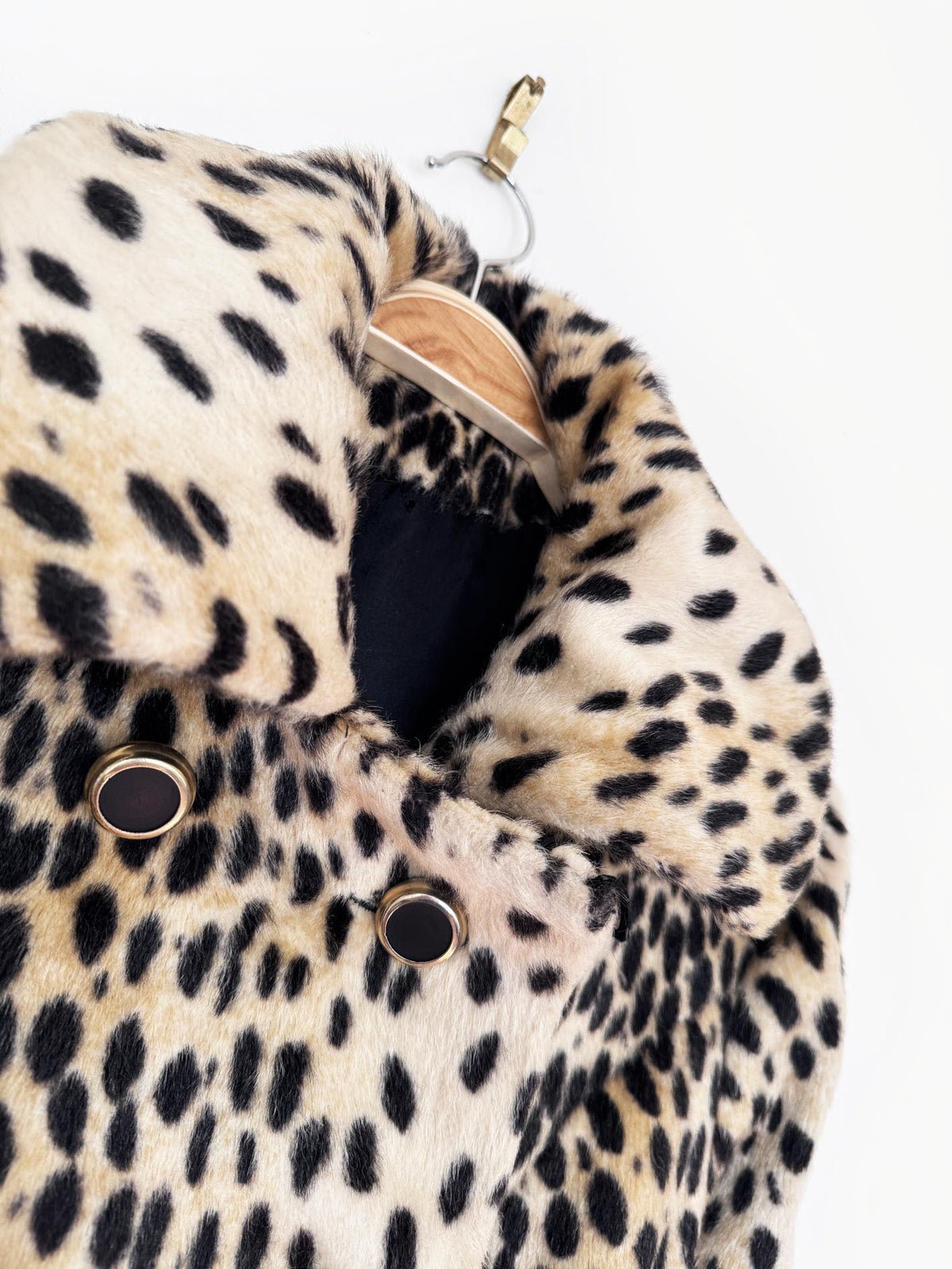 vintage 60s safari faux fur animal print double breasted princess coat | union made | sportowne la france