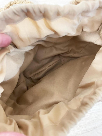 boho straw drawstring lined shoulder bag - good market thrift store