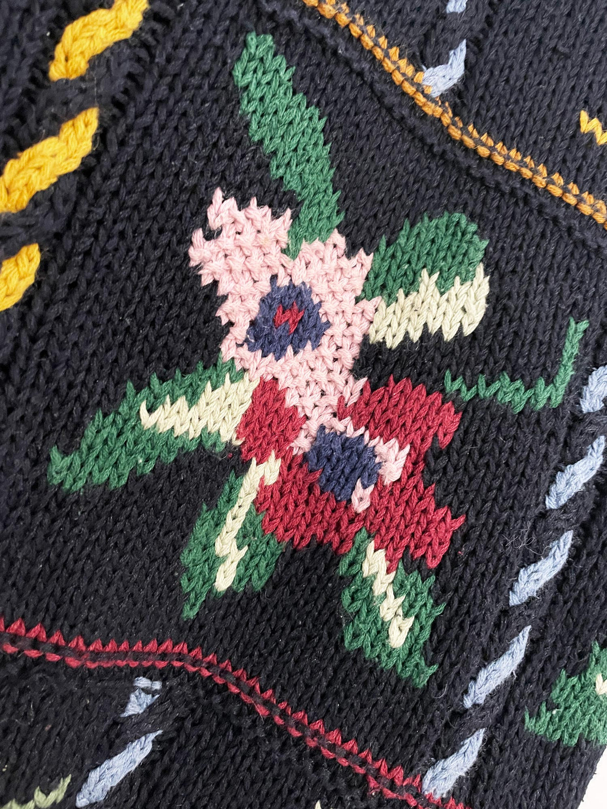 vintage forenza ramie-blend floral heavy knit pullover