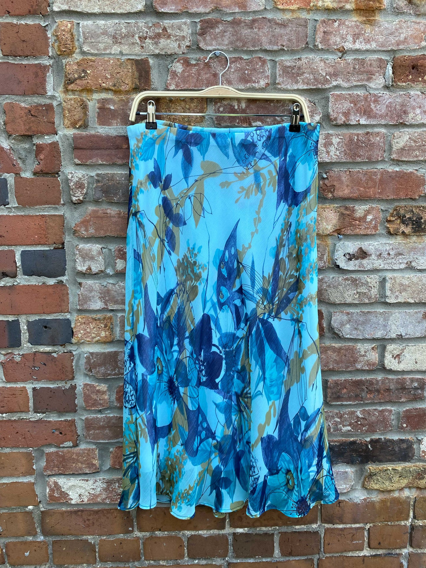 vintage 00s ingenuity floral chiffon midi skirt