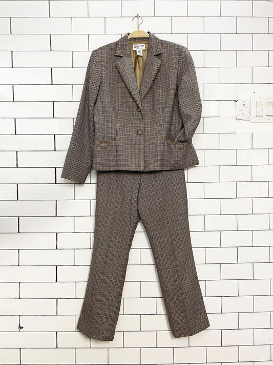 x2 vintage pendleton 100% wool houndstooth blazer trouser suit