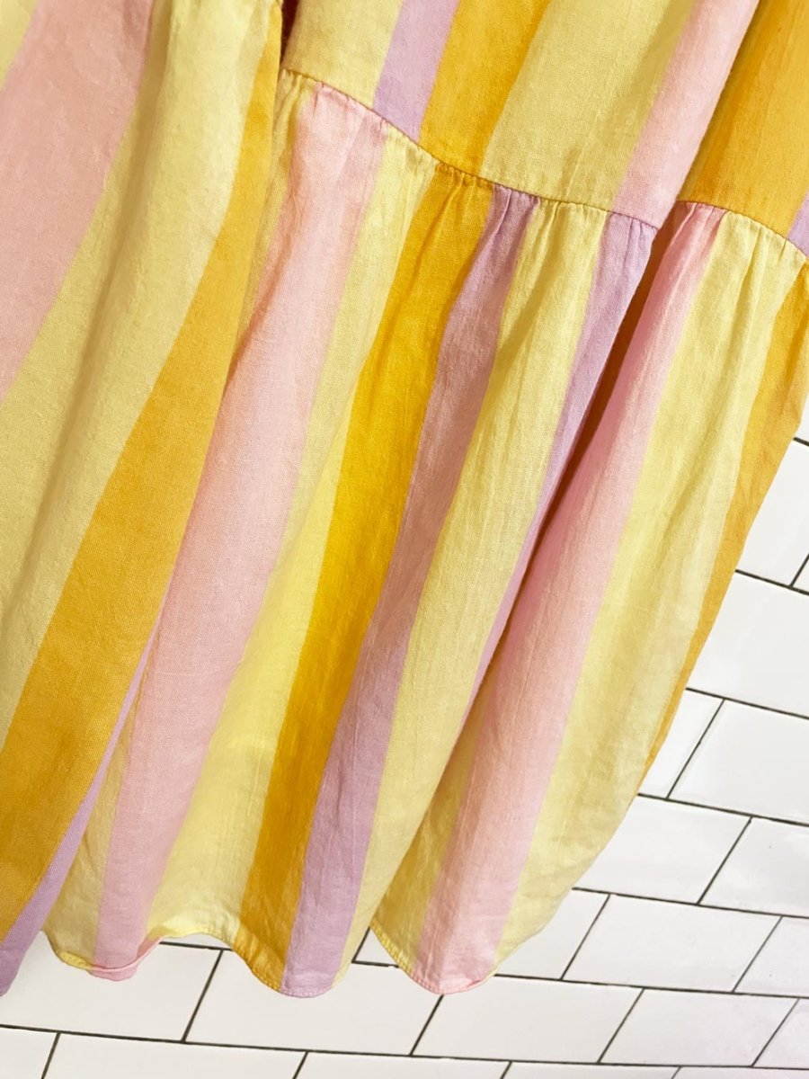 mango niza striped cotton tiered summer midi dress - good market thrift store