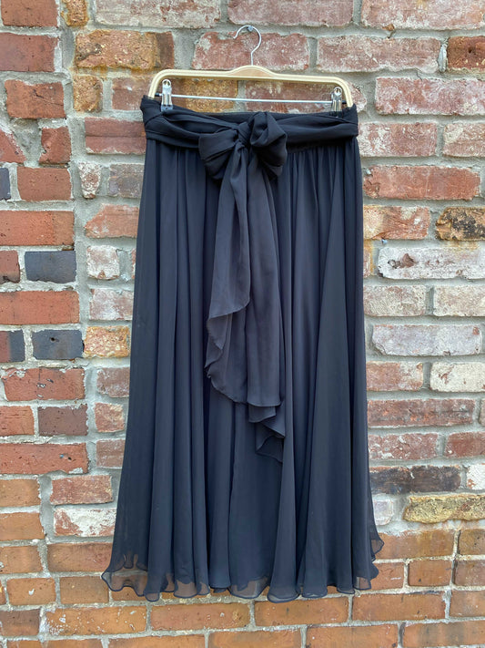 vintage 80s casadei chiffon belted midi skirt