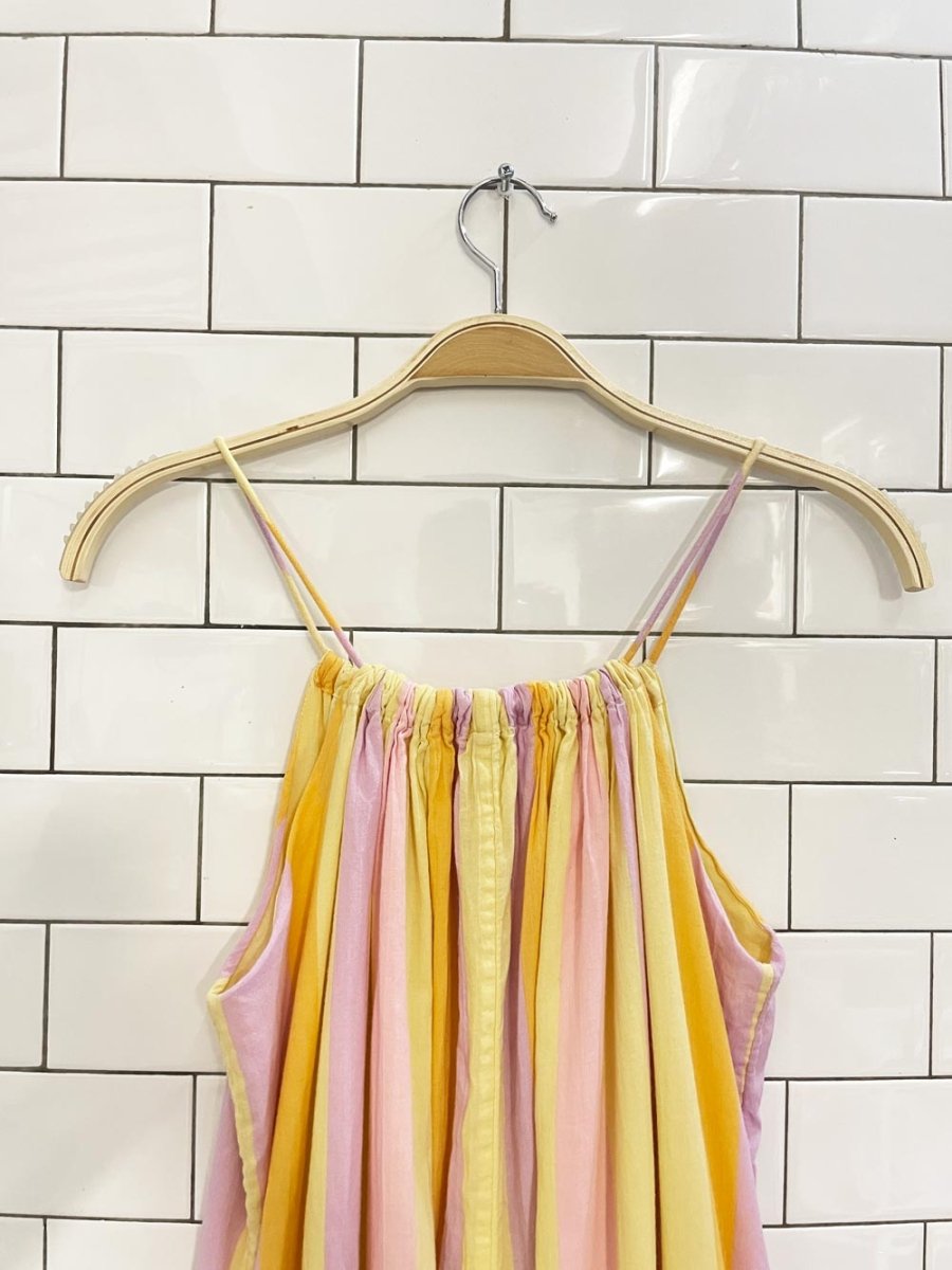 mango niza striped cotton tiered summer midi dress - good market thrift store