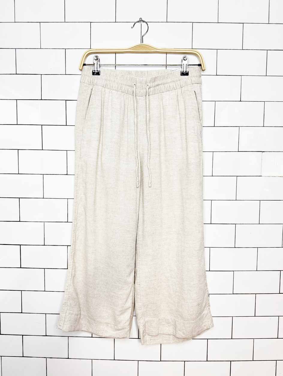 banana republic linen-blend wide leg crop lounge pants