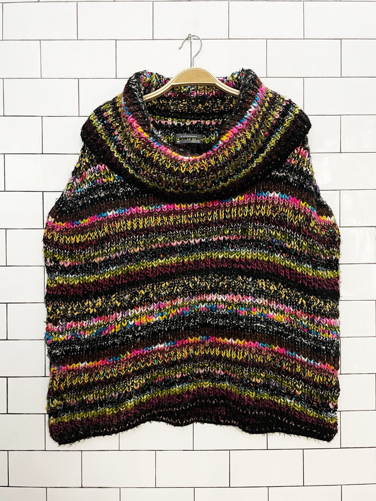 by anthropologie piera wool-blend knit turtleneck poncho