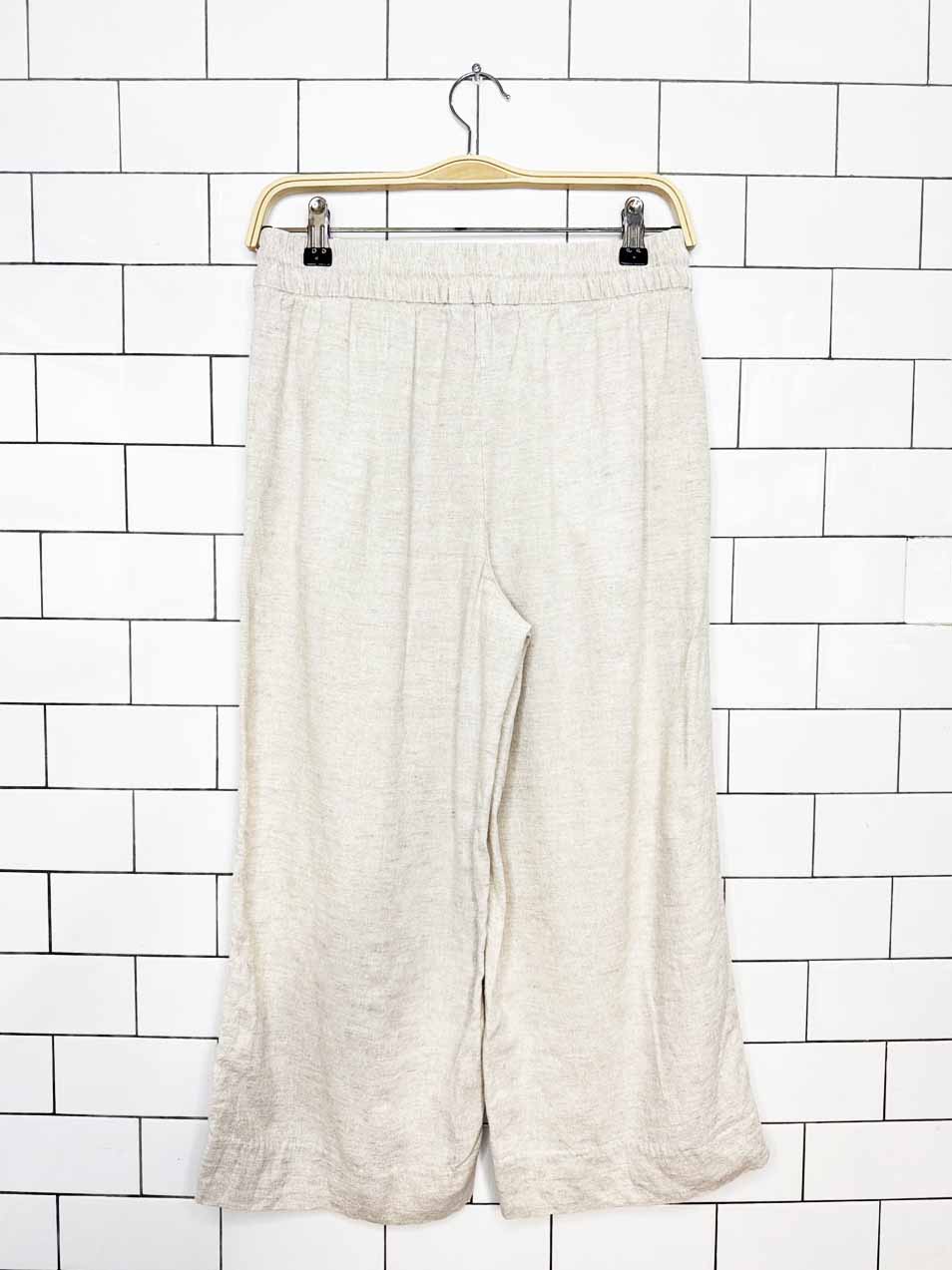 banana republic linen-blend wide leg crop lounge pants