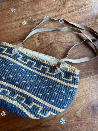 vintage woven sisal market bag