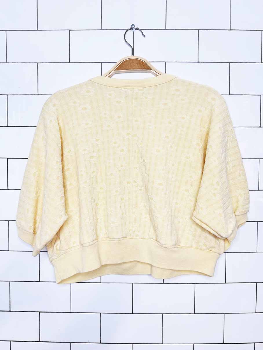 vintage 90s donnkenny flower knit cropped ringer tee