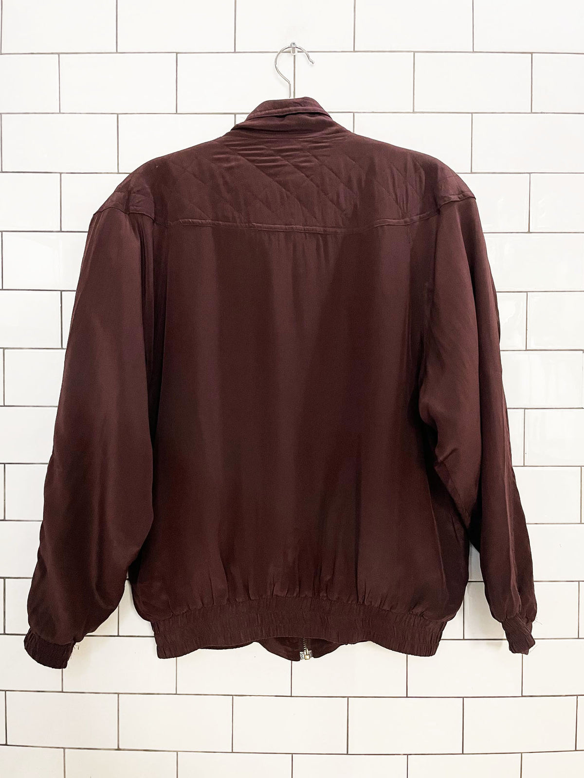 vintage fuda international 100% silk quilted bomber jacket