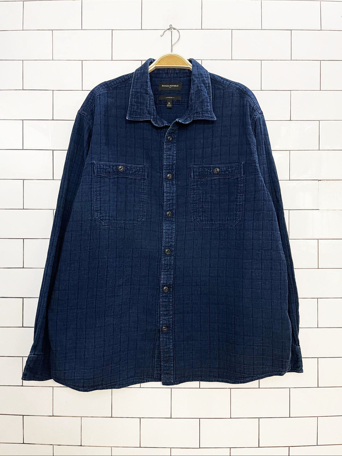 banana republic quilted denim full button shirt | standard fit