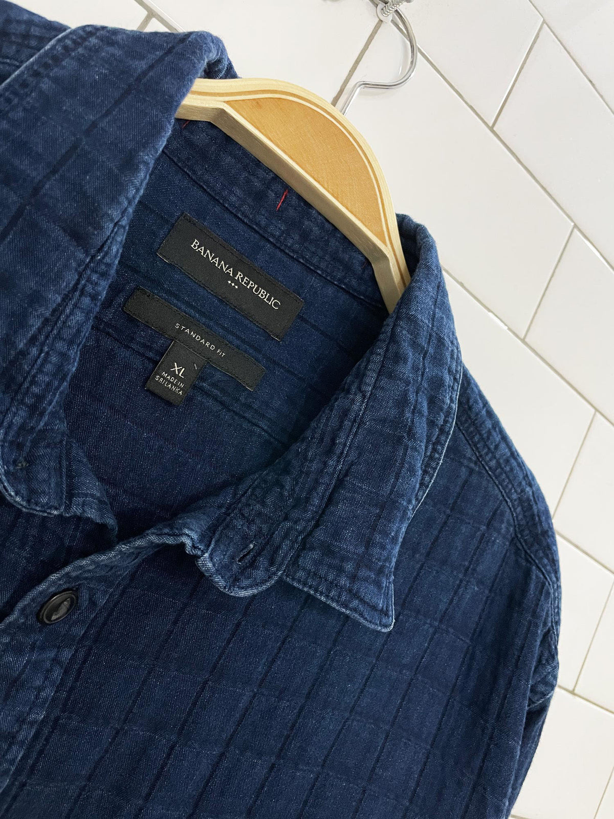 banana republic quilted denim full button shirt | standard fit