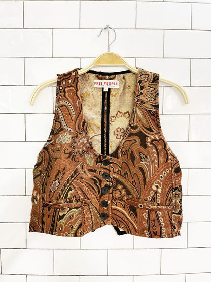 free people paris nights metallic jacquard vest top - good market thrift store