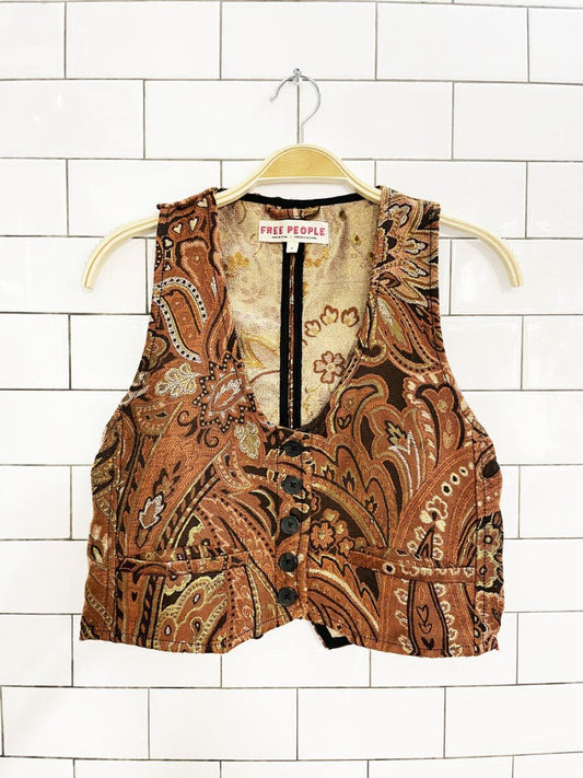 free people paris nights metallic jacquard vest top - good market thrift store