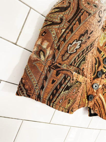 free people paris nights metallic jacquard vest top - good market thrift store