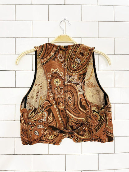 free people paris nights metallic jacquard vest top - good market thrift store