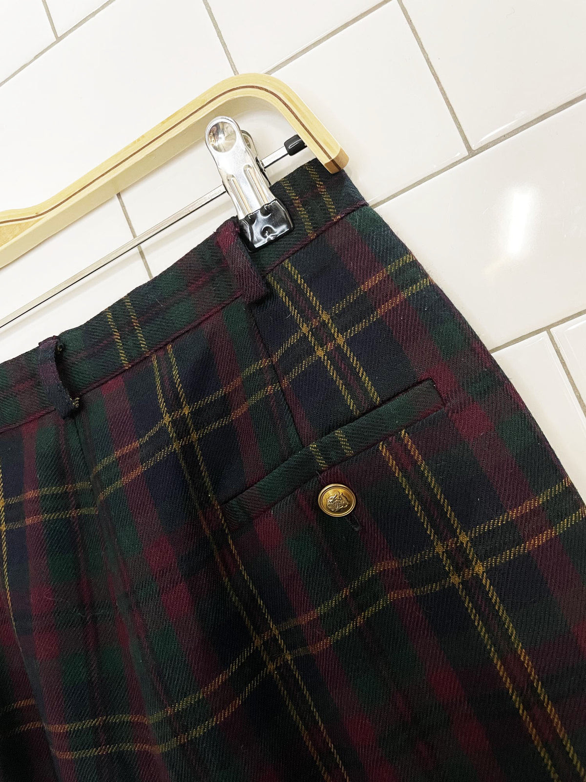 vintage lauren ralph lauren 100% wool plaid pleated trousers | made in usa