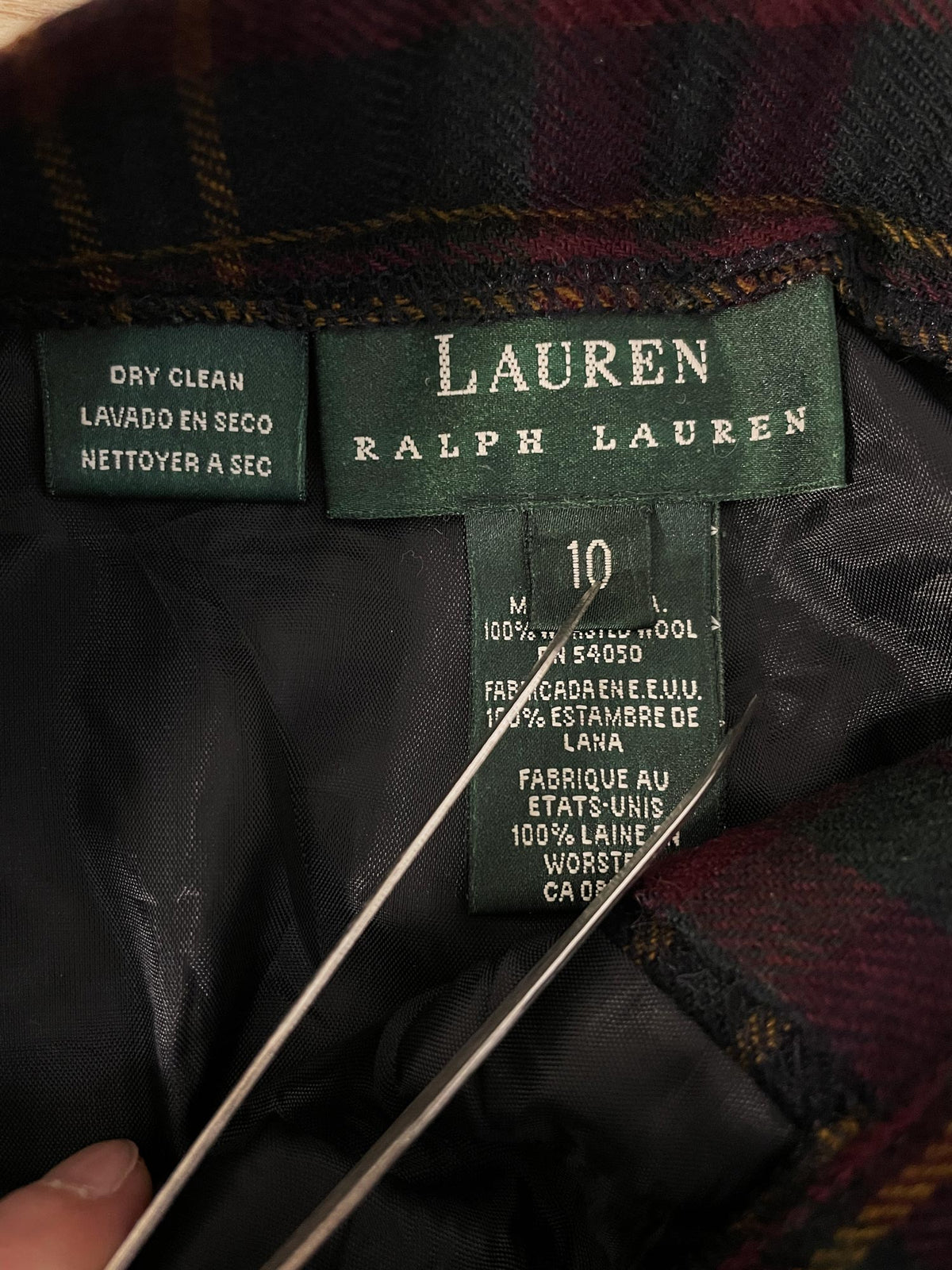 vintage lauren ralph lauren 100% wool plaid pleated trousers | made in usa