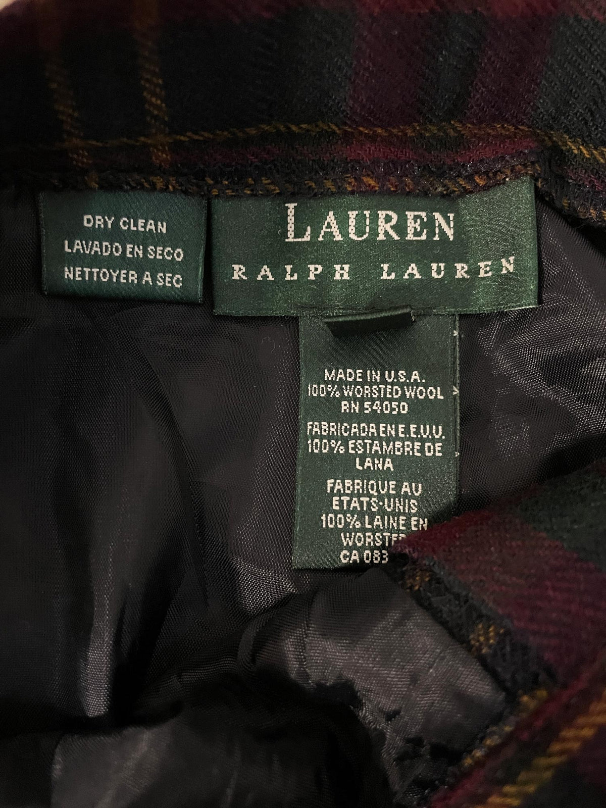 vintage lauren ralph lauren 100% wool plaid pleated trousers | made in usa
