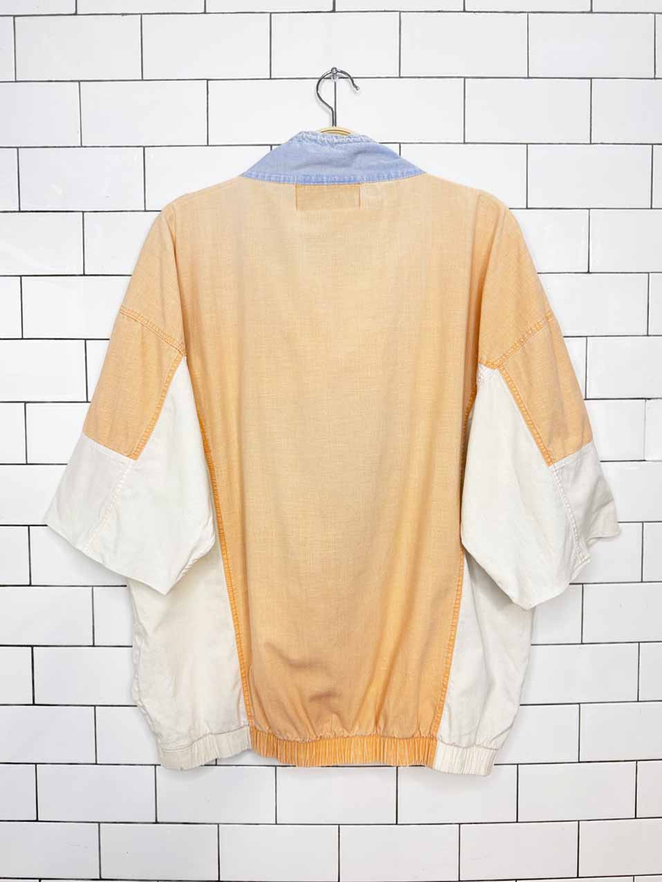 vintage 80s gitano wave rhythm 1/4 zip colour block pullover | rework