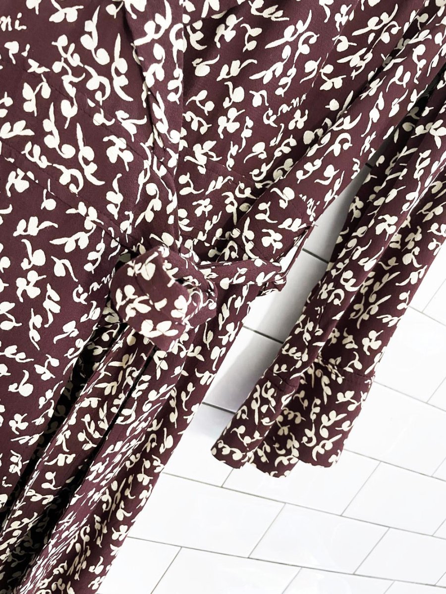 ganni micro floral printed crepe midi wrap dress - good market thrift store
