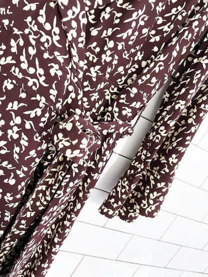 ganni micro floral printed crepe midi wrap dress - good market thrift store