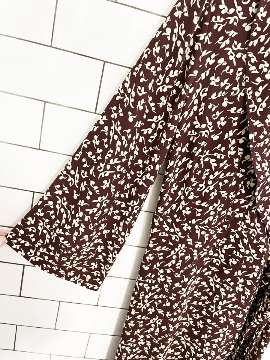 ganni micro floral printed crepe midi wrap dress - good market thrift store