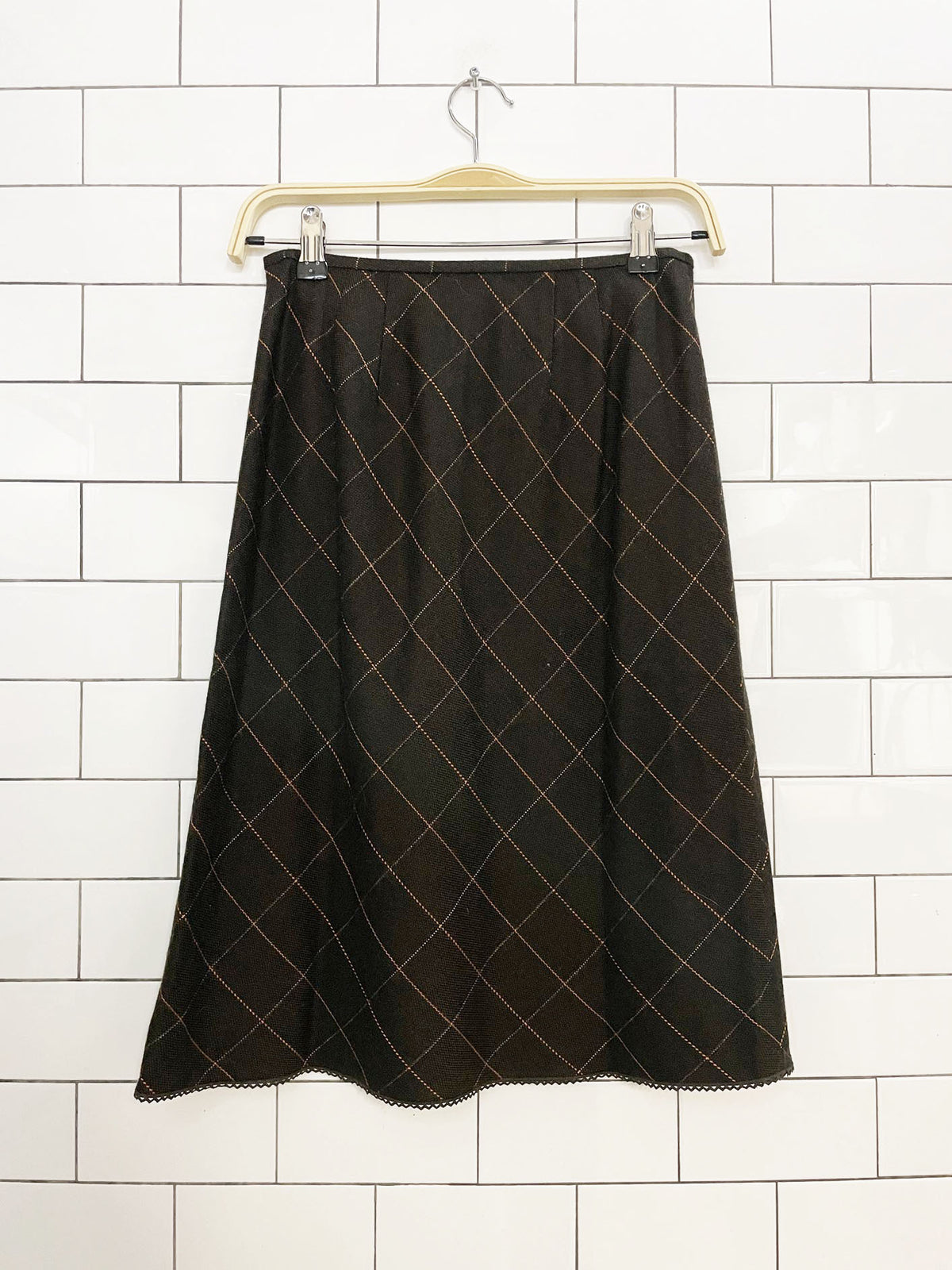 vintage 00s ann taylor wool-blend diamond knee-length skirt | loft