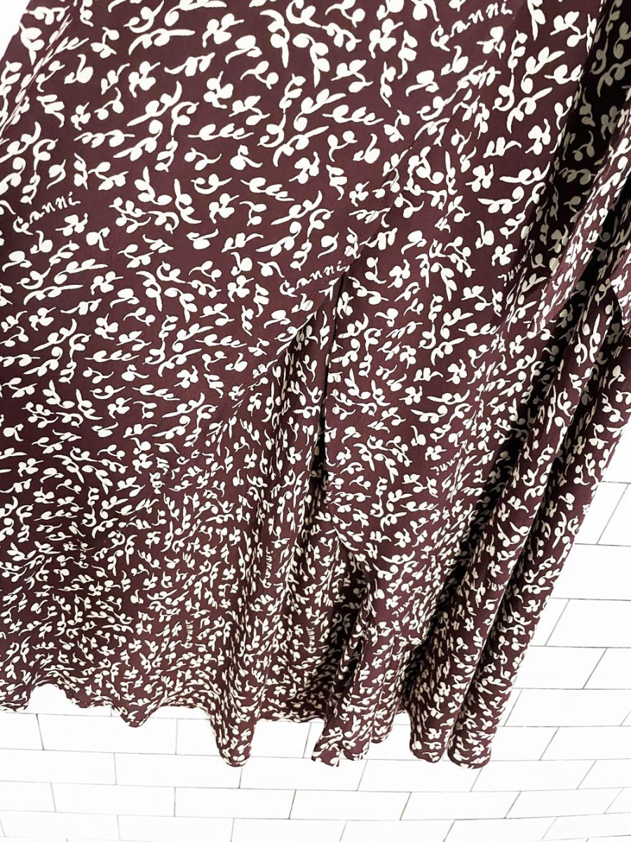 ganni micro floral printed crepe midi wrap dress - good market thrift store