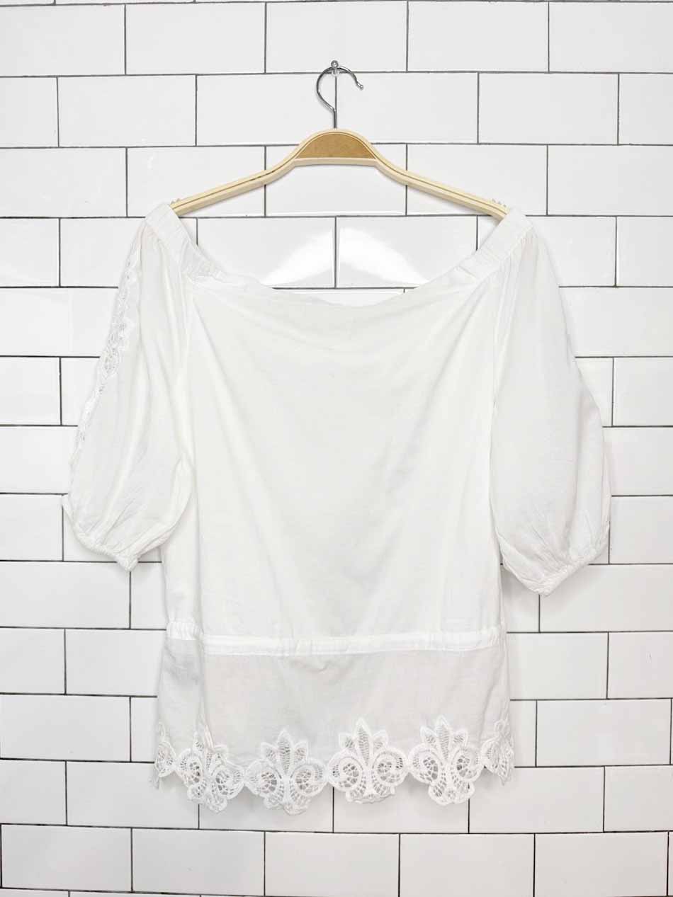 lauren ralph lauren voile eyele inset off shoulder boho blouse