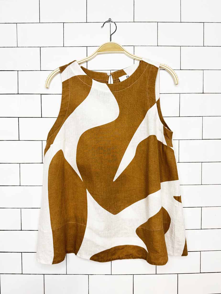 banana republic 100% linen ava giraffe print tank