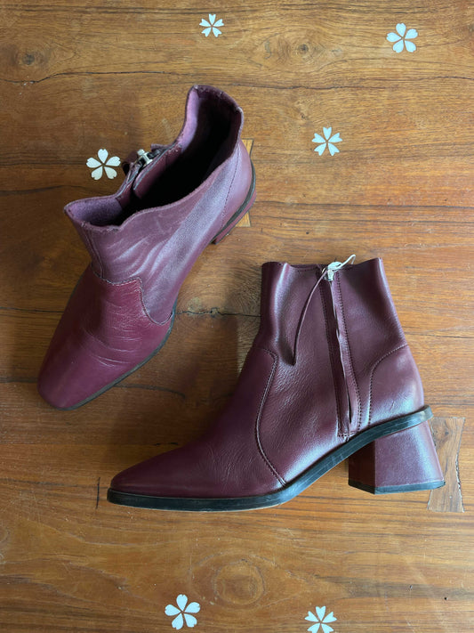 topshop margot wine leather boots