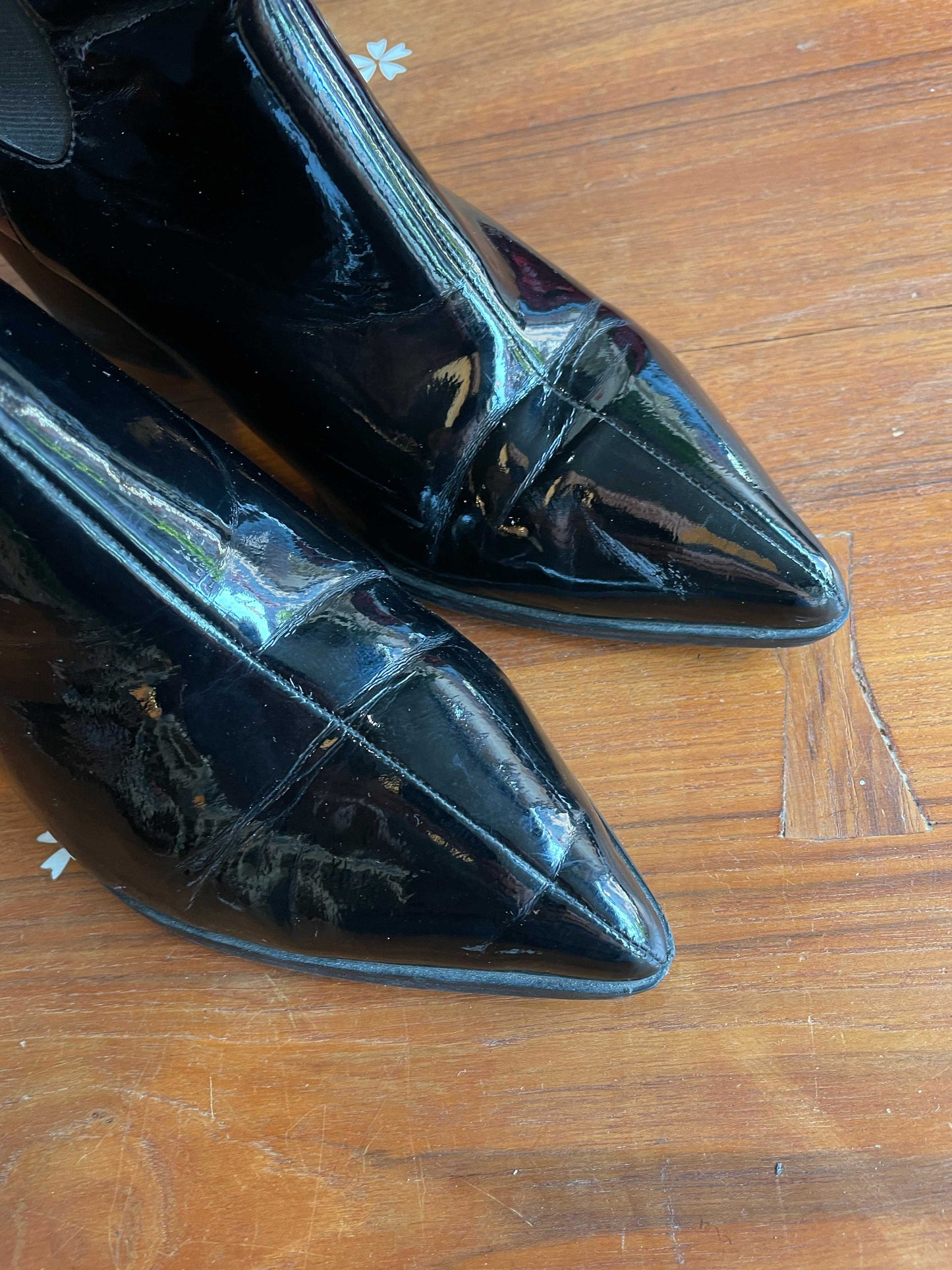 eloquii rockit patent leather heeled boot