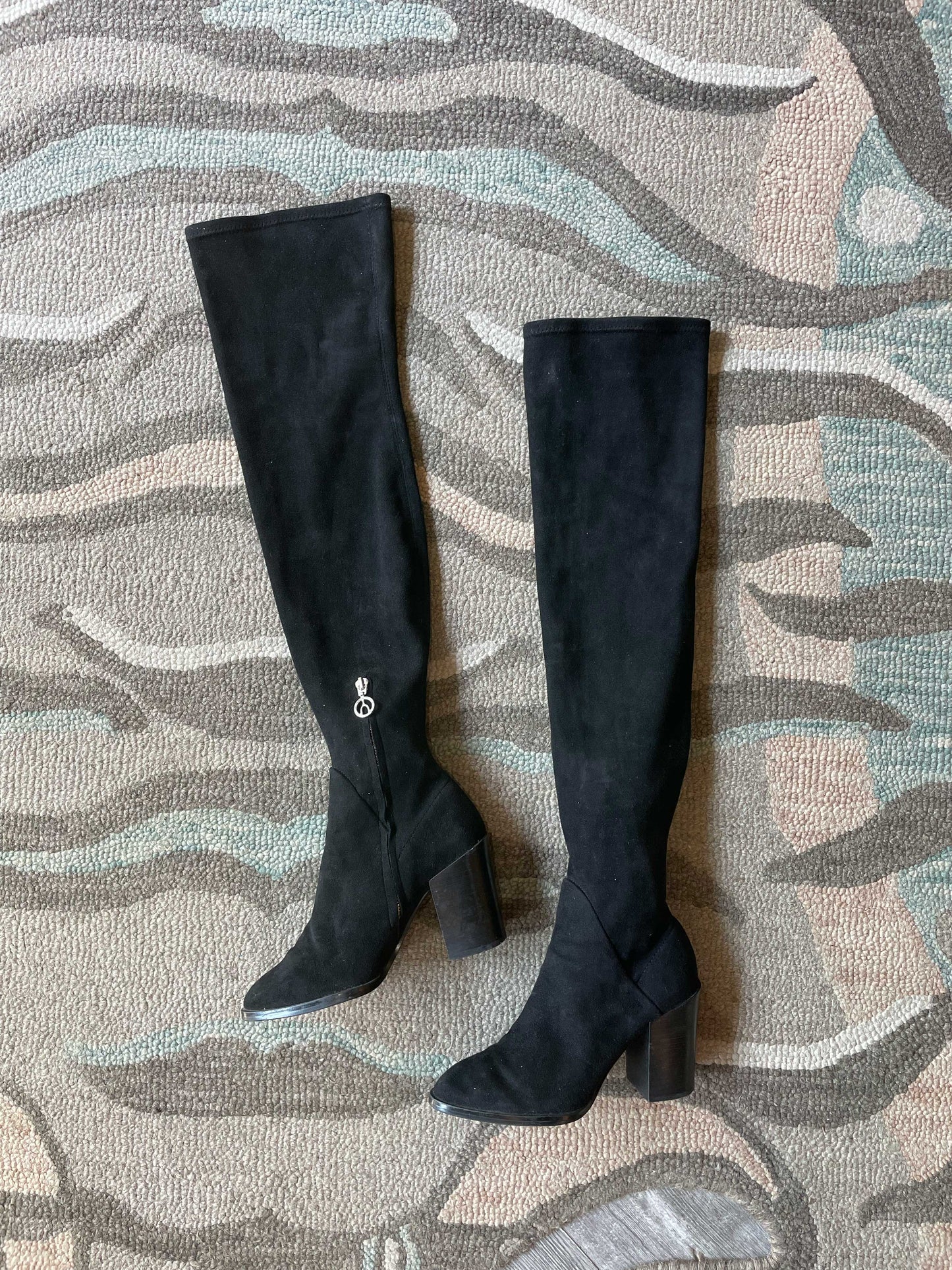 wishbone suede over the knee heeled boots