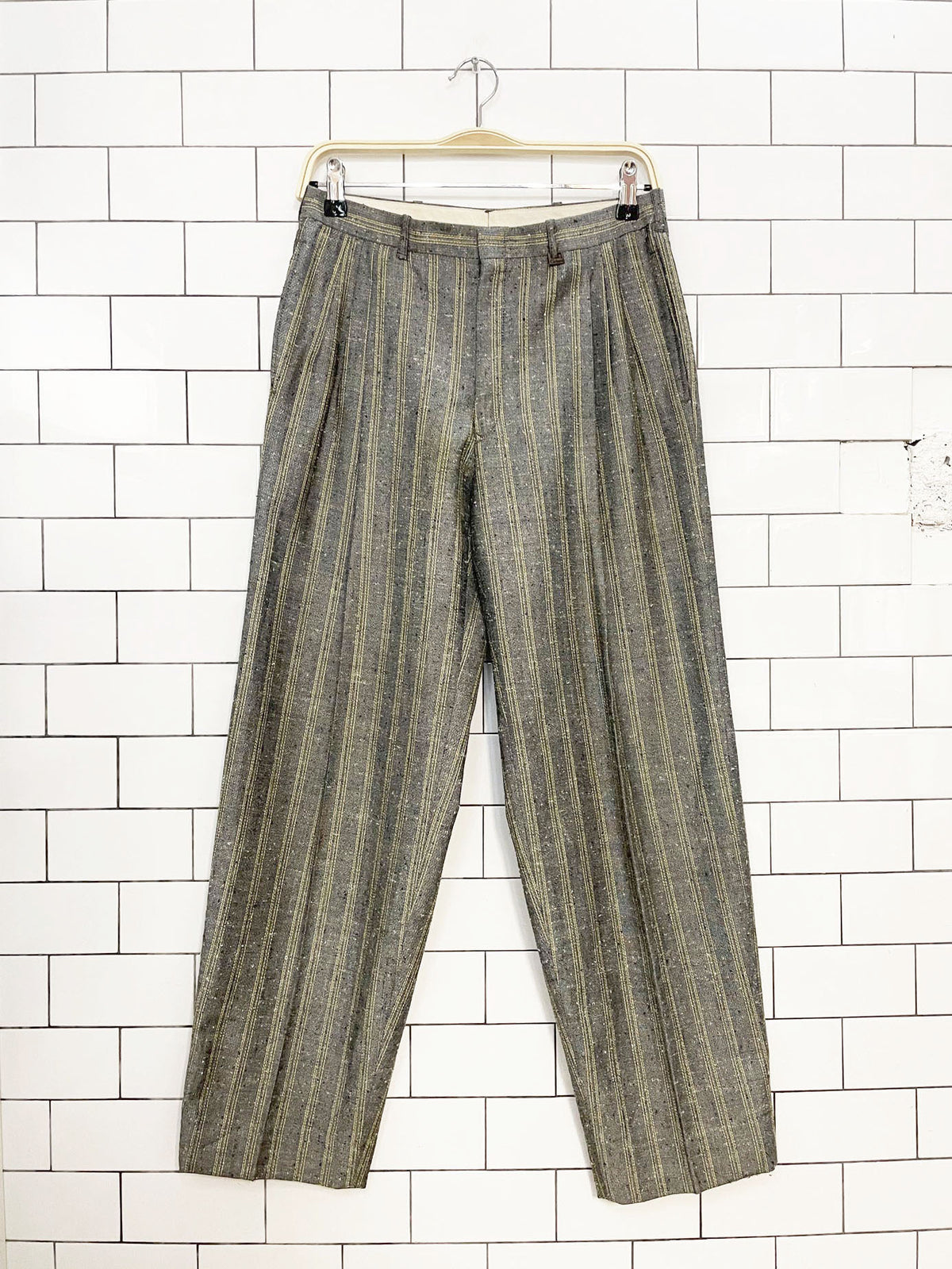 vintage cacharel stripe textured pleated trousers | made in canada