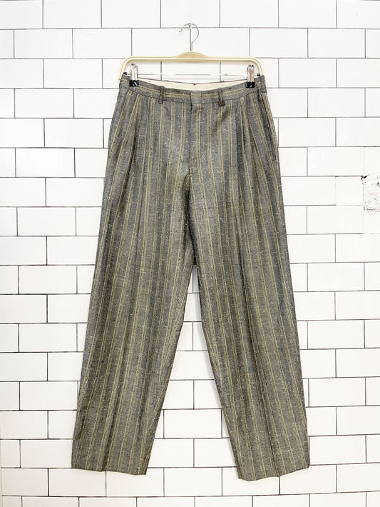 vintage cacharel stripe textured pleated trousers | made in canada