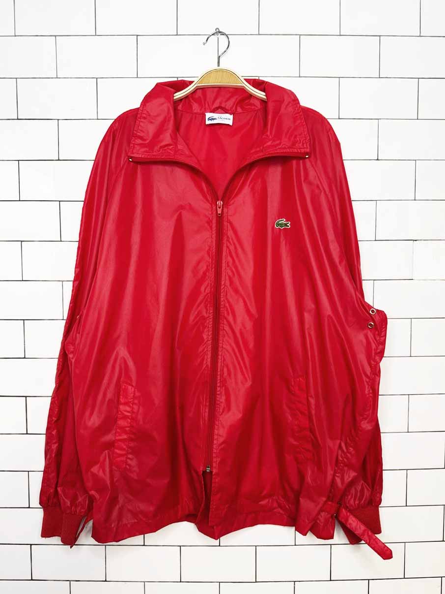 vintage 90s the lacoste club red nylon windbreaker jacket