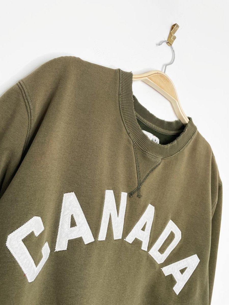 vintage 00s hbc x team canada block letter faded cottage crew - good market thrift store