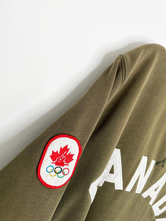 vintage 00s hbc x team canada block letter faded cottage crew - good market thrift store