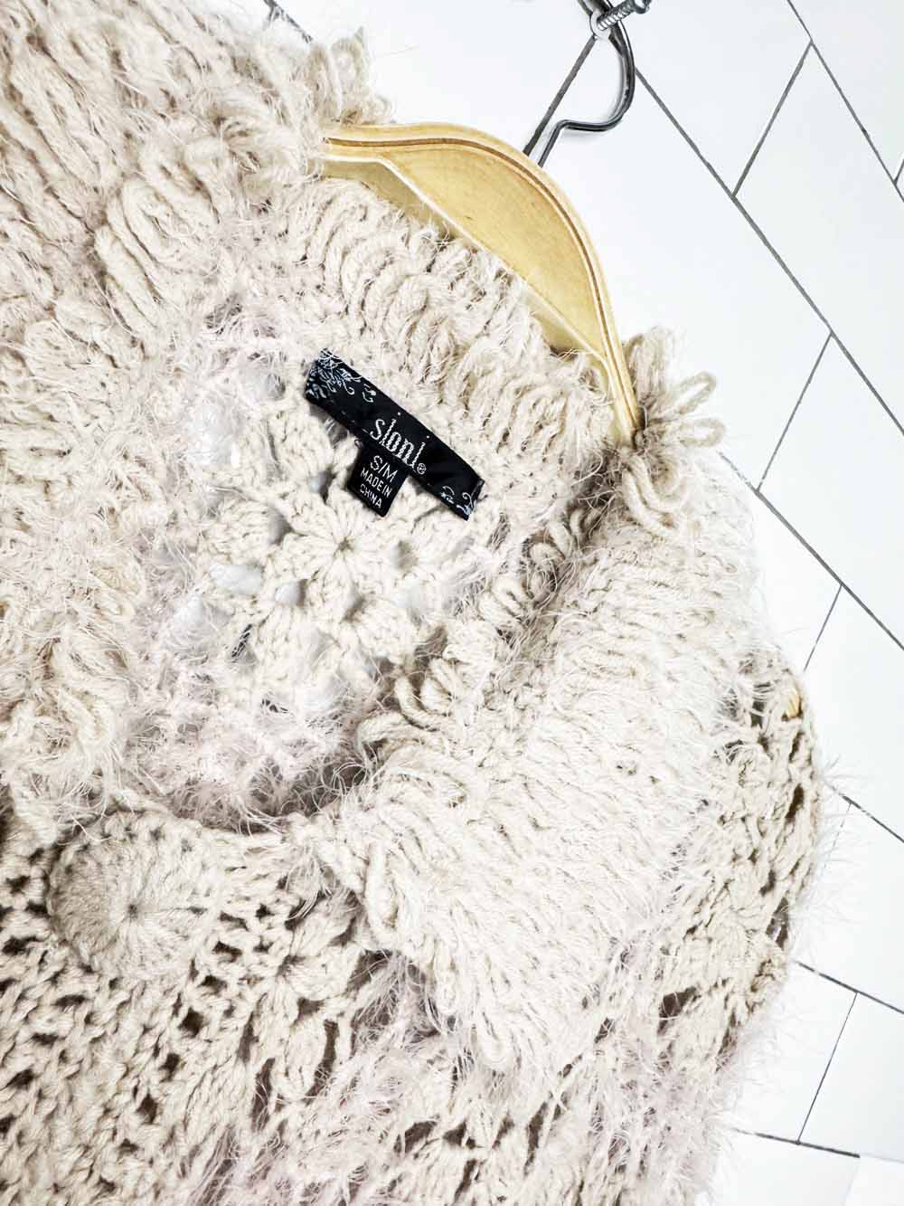 y2k sioni wool-blend crochet flower loose knit cardigan