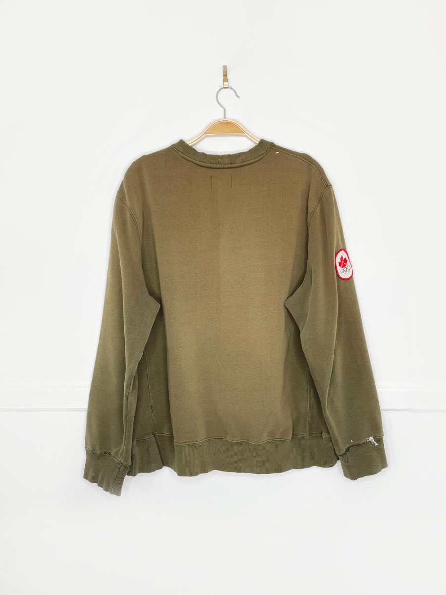 vintage 00s hbc x team canada block letter faded cottage crew - good market thrift store