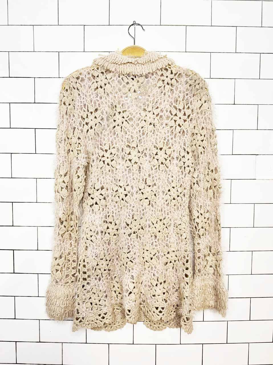 y2k sioni wool-blend crochet flower loose knit cardigan