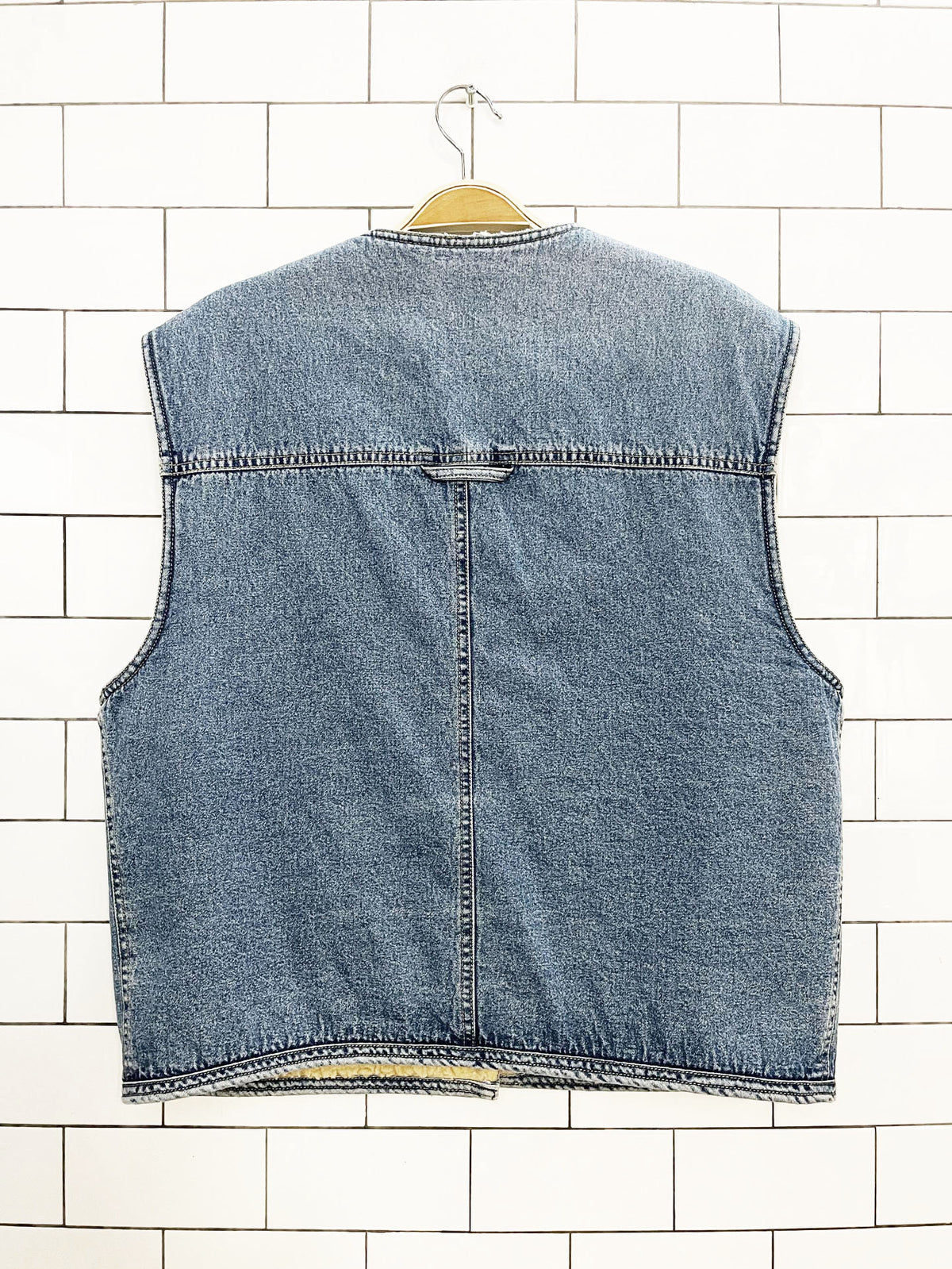vintage 90s lizwear sherpa lined denim vest | liz claiborne