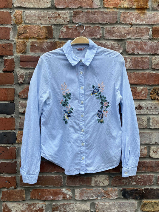 cath kidston embroidered birds + flowers shirt