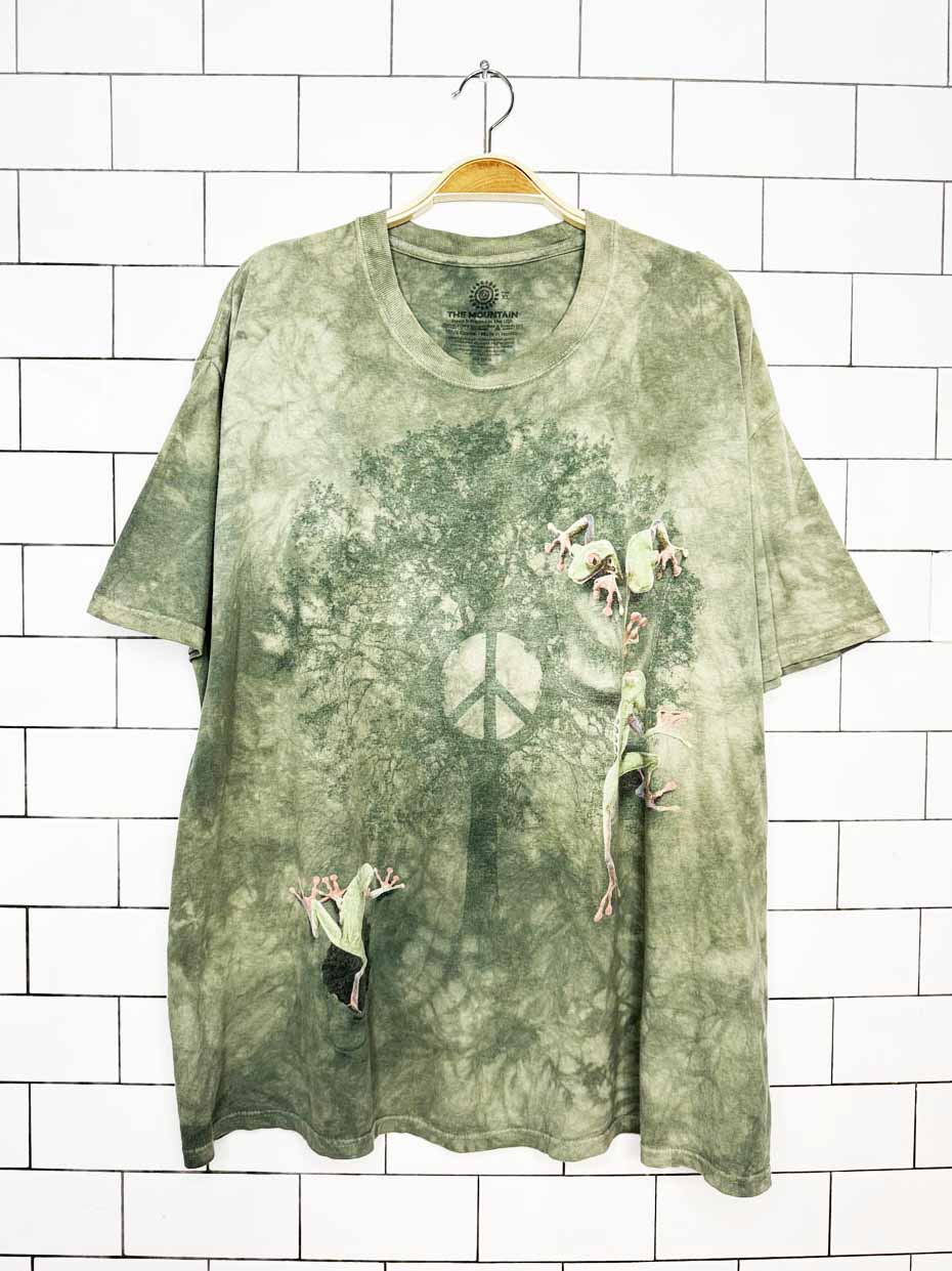 vintage 00s the mountain peace frogs tie dye tee