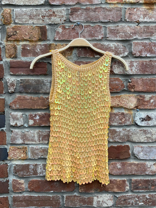 vintage 00s new look disco fringe knit tank